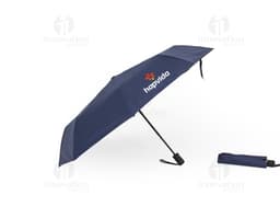 Guarda-chuva automático com proteção UV, design moderno em preto, vazado em forma de dodo, modelo 3D com espaço para mensagem