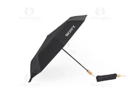 Guarda-chuva manual de nylon em preto, com proteção UV. Ideal para proteger contra a chuva e o sol durante o trabalho ou