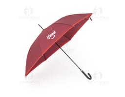 Guarda-chuva manual em poliéster com aço, design colorido em laranja e amarelo, com uma combinação de cores vibrantes. Possui