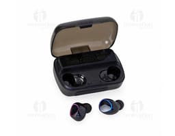 Fone de Ouvido Bluetooth preto, moderno e elegante. Com design profissional e tecnologia sem fio, ideal para comunicação em