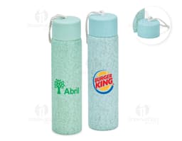 Garrafa de Vidro 330ml transparente com tampa de metal.