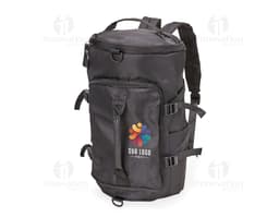 Bolsa esportiva de 25 litros impermeável em couro preto, estilo moderno e elegante, com alça de mão e alça de ombro, fecho em