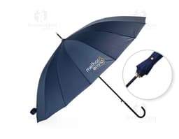 Guarda-chuva amarelo 3D com 16 varetas, abertura automática, cone de proteção e cabo preto. Imagem ilustrativa de um
