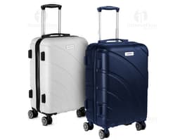 Mala de bordo feita de ABS com carrinho de aço, moderna e resistente. Ideal para viagens de negócios ou lazer, é um item de