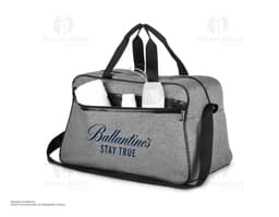 Mala esportiva de couro preto com bolso externo, alça de mão e alça de ombro, moderna e elegante, ideal para viagens e