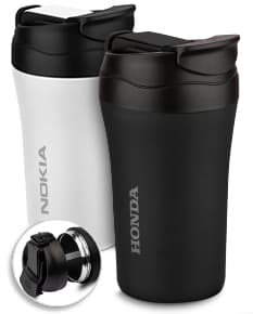 Copo térmico 300ml em aço inoxidável preto. Mantenha sua bebida quente ou fria por horas. Ideal para uso pessoal, academia ou