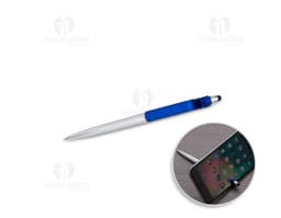 Caneta plástica com touch para brindes personalizados. Ideal para escrita e uso em telas touch screen. Prático e funcional