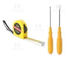 Kit de ferramentas de 8 peças em metal e plástico, incluindo chave de fenda, fita métrica, alicate e outros equipamentos de