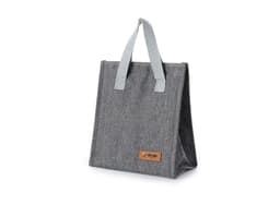 Bolsa térmica oxford 5L c/ velcro em cor marrom, com alça e zíper preto. Ideal para o transporte de alimentos e bebidas e