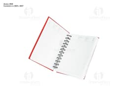 Capa emborrachada da Agenda 2025 em azul marinho com detalhes dourados e elástico para fechamento.