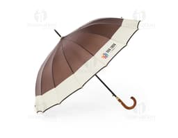 Guarda-chuva de poliéster automático com estrutura de madeira em uma imagem com plug, cabo, fio, equipamento, conexão