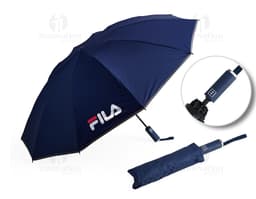 Uma imagem de um guarda-chuva auto poliéster impermeável, em destaque, com tecido preto, durável e resistente à água, ideal