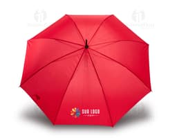 Guarda chuva automático em design moderno e colorido, com estampa de textura e padrão em tons de laranja, amarelo e preto.