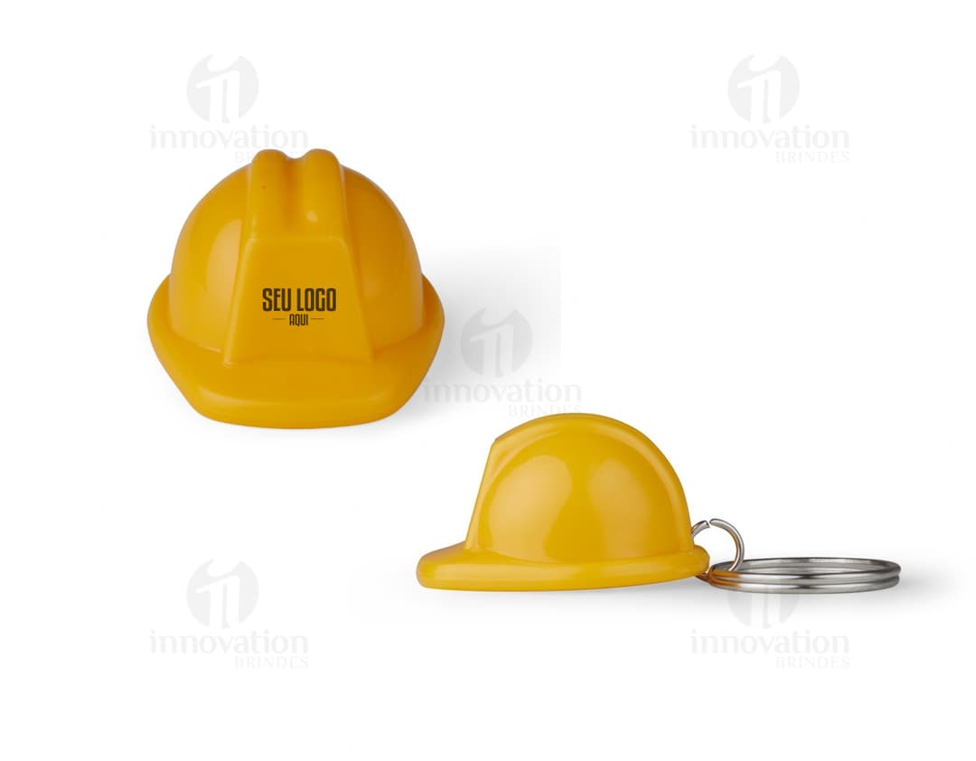 Chaveiro Capacete EPI em formatos de glass, button, icon e element, com design colorido e glossy. Item redondo e brilhante