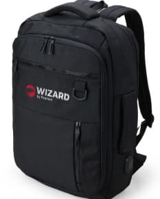 Mochila de nylon preta de 20 litros para viagem e trabalho, com alça de couro, zíper, alça de mão e design moderno e