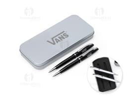 Conjunto de caneta e lapiseira de metal para escrita precisa e elegante. Perfeito para uso no escritório, em reuniões de