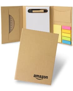 Kit bloco de anotações em embalagem reciclável, perfeito para armazenar documentos e mercadorias de forma organizada. Ideal