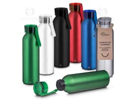 Garrafa térmica de aço inoxidável com copo de 500ml, ideal para armazenar líquidos quentes ou frios. Fabricada com material