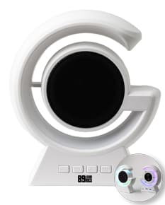 Caixa de som com luminária: tecnologia moderna para iluminar e animar o ambiente. Controle de áudio, conexão sem fio e design contemporâneo. Ideal para escritórios e ambientes de negócios. Adquira já o seu!