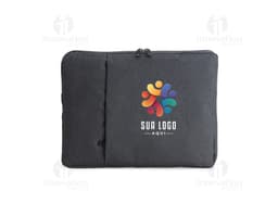 Pasta de couro preta para tablet e notebook 14, com fivela de metal, estilo moderno e elegante. Ideal para transporte e