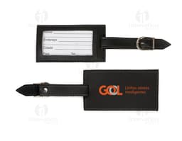 Tag identificadora de bagagem em metal prateado para facilitar a identificação de sua mala. Perfeito para viagens a negócios