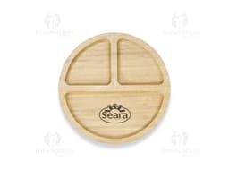 Petisqueira pequena de madeira com design decorativo, ideal para servir nozes, frutas e snacks. Perfeita para quem busca