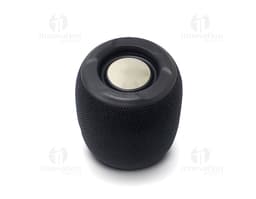 Caixa de som moderna em metal prateado, perfeita para ouvir suas músicas com qualidade. Conexão via cabo para dispositivos
