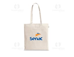 Sacola de compras em 100% algodão reciclado, design elegante e moderno em cor marrom. Possui fecho de metal com cadeado
