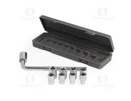 Kit ferramenta com 10 peças em metal e plástico, incluindo chave, alicate, tesoura, chave de fenda, entre outros. Produto