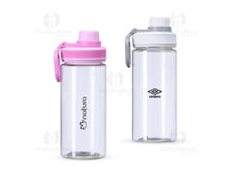 Squeeze Plástico 500ml na cor azul com tampa rosqueável e bico para beber.