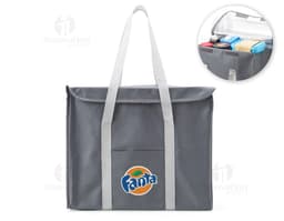 Bolsa Térmica 34 Litros de cor azul, com alça ajustável e fecho em zíper. Ideal para manter alimentos e bebidas refrigerados