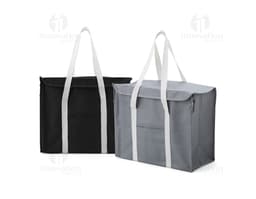 Bolsa Térmica 34 Litros de cor azul, com alça ajustável e fecho em zíper. Ideal para manter alimentos e bebidas refrigerados