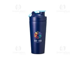 Coqueteleira Térmica 700ml prateada, em metal, com tampa e alça. Objeto para preparar e armazenar bebidas.