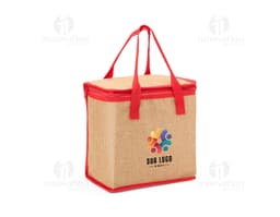 Bolsa térmica de 17 litros em papelão marrom, vazia e aberta. O objeto é ideal para transportar alimentos e manter a