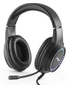 Fones de ouvido em metal prateado com design moderno, fechados com cadeado, simbolizando segurança e proteção. Conexão por fio, com plugue de chave, ideal para ouvir música em alta qualidade.