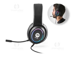 Fones de ouvido em metal prateado com design moderno, fechados com cadeado, simbolizando segurança e proteção. Conexão por