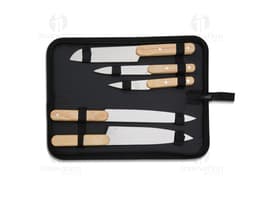 Kit churrasco de 5 peças em aço inoxidável, contendo ferramentas e acessórios como faca, garfo, pegador, espeto e escova de