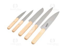 Kit churrasco de 5 peças em aço inoxidável, contendo ferramentas e acessórios como faca, garfo, pegador, espeto e escova de