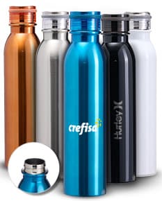 Garrafa Térmica Inox 800ml, na cor prata com tampa rosqueável e alça para transporte.