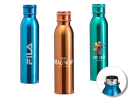 Garrafa Térmica Inox 800ml, na cor prata com tampa rosqueável e alça para transporte.
