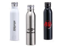 Garrafa Térmica Inox 800ml, na cor prata com tampa rosqueável e alça para transporte.