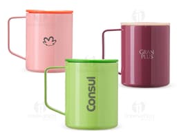 Caneca inox de parede dupla com capacidade de 270ml, ideal para café, chá e outras bebidas quentes. Feita em material