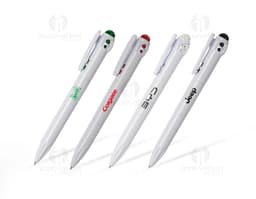 Caneta Plástica preta com design simples, feita de plástico e metal, ideal para uso no escritório e na escola. Oferece uma
