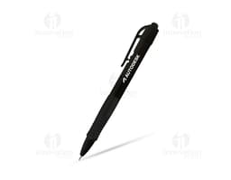 Caneta plástica preta e prateada, moderna e elegante. Ideal para uso em casa, escritório ou escola. Ótima para escrever e