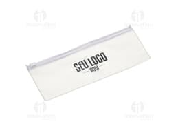 Estojo Zip Zap azul com fecho de zíper, ideal para armazenar materiais de papelaria.