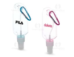 Frasco plástico de 100ml com mosquetão.