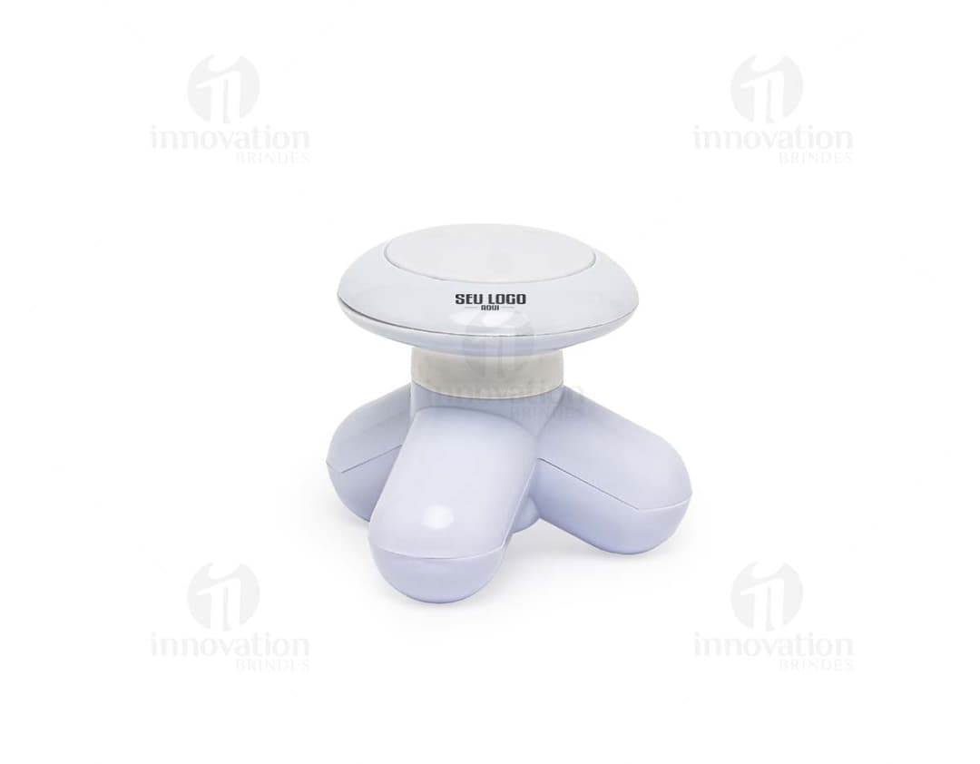 Mini Massageador Corporal portátil na cor rosa, com design ergonômico e pequeno tamanho para facilitar o uso em diversas