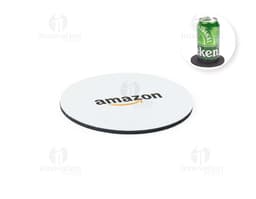 Porta-Copos de Couro Sintético em formato redondo e cor marrom escuro, ideal para proteger a superfície de mesas e móveis.