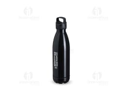 Garrafa Plástica 680ml transparente com tampa de rosca azul.