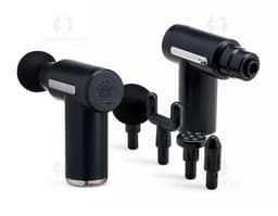 Massageador Portátil na cor branca, com design elegante e botões de controle na parte superior.